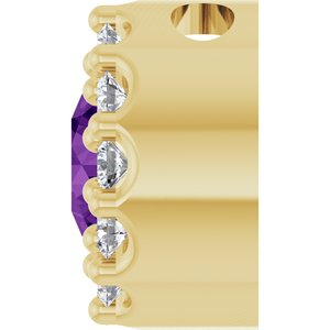 14K Yellow Natural Amethyst & .08 CTW Natural Diamond Halo-Style Pendant