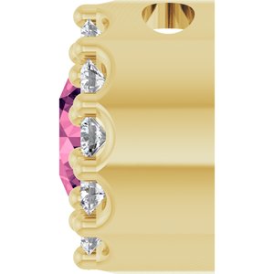 14K Yellow Natural Pink Tourmaline & .08 CTW Natural Diamond Halo-Style Pendant