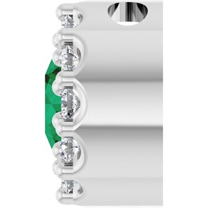 14K White Lab-Grown Emerald & .08 CTW Natural Diamond Halo-Style Pendant