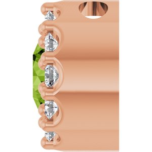 14K Rose Gold Natural Peridot & .08 CTW Natural Diamond Halo-Style Pendant