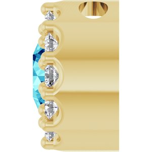14K Yellow Natural Blue Zircon & .08 CTW Natural Diamond Halo-Style Pendant