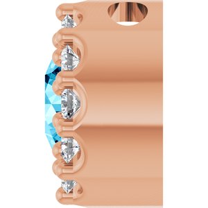 14K Rose Natural Aquamarine & .08 CTW Natural Diamond Halo-Style Pendant
