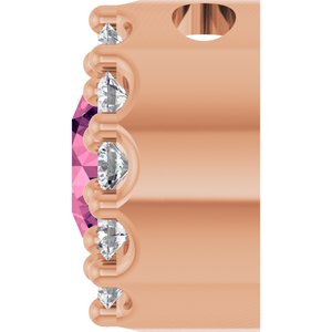 14K Rose Gold Natural Pink Tourmaline & .08 CTW Natural Diamond Halo-Style Pendant