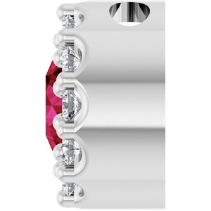 14K White Gold Lab-Grown Ruby & .08 CTW Natural Diamond Halo-Style Pendant