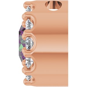 14K Rose Lab-Grown Alexandrite & .08 CTW Natural Diamond Halo-Style Pendant