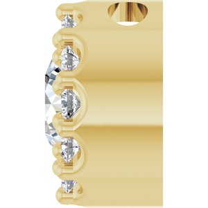 14K Yellow Natural White Sapphire & .08 CTW Natural Diamond Halo-Style Pendant