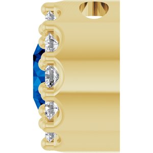 14K Yellow Gold Lab-Grown Blue Sapphire & .08 CTW Natural Diamond Halo-Style Pendant