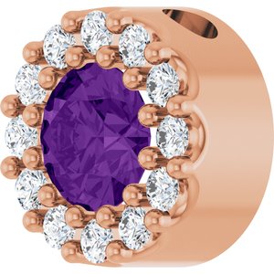 14K Rose Gold Natural Amethyst & .08 CTW Natural Diamond Halo-Style Pendant