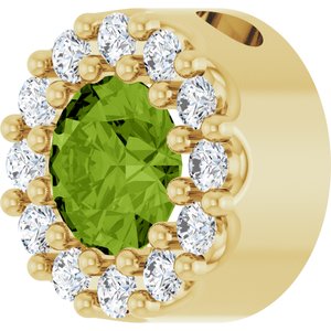 14K Yellow Gold Natural Peridot & .08 CTW Natural Diamond Halo-Style Pendant