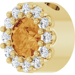 14K Yellow Natural Citrine & .08 CTW Natural Diamond Halo-Style Pendant