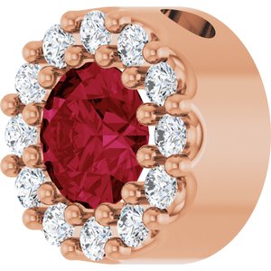 14K Rose Gold Natural Ruby & .08 CTW Natural Diamond Halo-Style Pendant