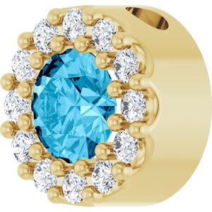 14K Yellow Natural Aquamarine & .08 CTW Natural Diamond Halo-Style Pendant