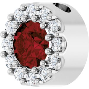 14K White Natural Mozambique Garnet & .08 CTW Natural Diamond Halo-Style Pendant