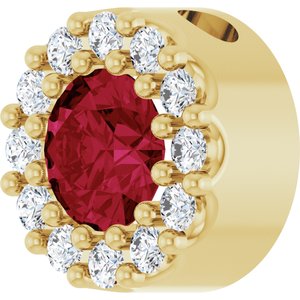 14K Yellow Natural Ruby & .08 CTW Natural Diamond Halo-Style Pendant
