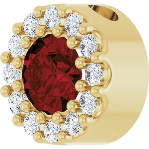14K Yellow Natural Mozambique Garnet & .08 CTW Natural Diamond Halo-Style Pendant