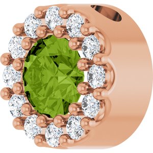 14K Rose Gold Natural Peridot & .08 CTW Natural Diamond Halo-Style Pendant