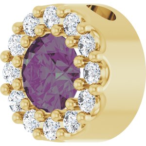 14K Yellow Lab-Grown Alexandrite & .08 CTW Natural Diamond Halo-Style Pendant