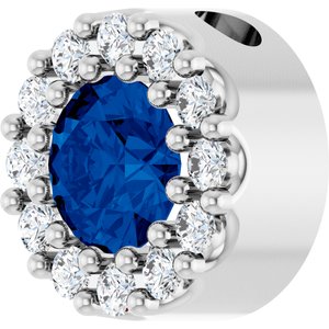 Platinum Natural Blue Sapphire & .08 CTW Natural Diamond Halo-Style Pendant