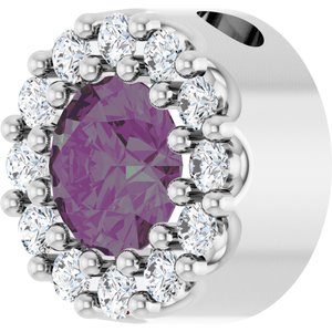 Sterling Silver Lab-Grown Alexandrite & .08 CTW Natural Diamond Halo-Style Pendant