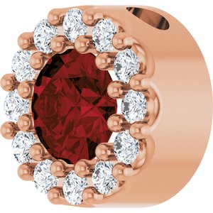 14K Rose Natural Mozambique Garnet & .08 CTW Natural Diamond Halo-Style Pendant