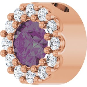 14K Rose Gold Lab-Grown Alexandrite & .08 CTW Natural Diamond Halo-Style Pendant