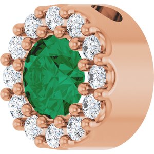 14K Rose Gold Natural Emerald & .08 CTW Natural Diamond Halo-Style Pendant