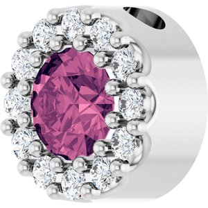 Sterling Silver Natural Pink Tourmaline & .08 CTW Natural Diamond Halo-Style Pendant