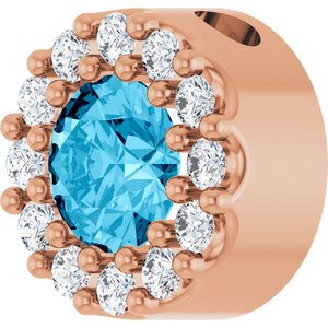 14K Rose Natural Aquamarine & .08 CTW Natural Diamond Halo-Style Pendant