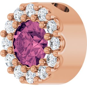 14K Rose Natural Pink Tourmaline & .08 CTW Natural Diamond Halo-Style Pendant