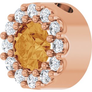 14K Rose Natural Citrine & .08 CTW Natural Diamond Halo-Style Pendant