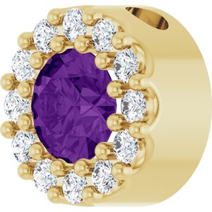 14K Yellow Gold Natural Amethyst & .08 CTW Natural Diamond Halo-Style Pendant