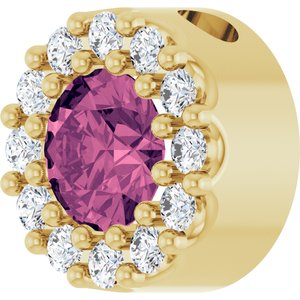 14K Yellow Natural Pink Tourmaline & .08 CTW Natural Diamond Halo-Style Pendant