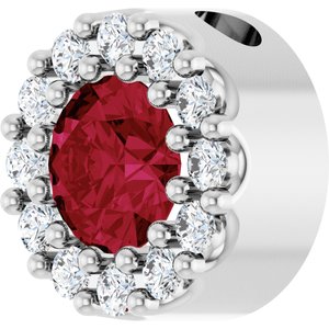 Sterling Silver Lab-Grown Ruby & .08 CTW Natural Diamond Halo-Style Pendant