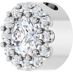 Platinum Natural White Sapphire & .08 CTW Natural Diamond Halo-Style Pendant