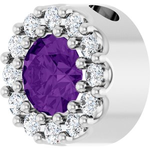 Platinum Natural Amethyst & .08 CTW Natural Diamond Halo-Style Pendant