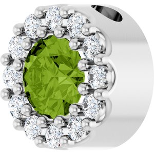 Platinum Natural Peridot & .08 CTW Natural Diamond Halo-Style Pendant