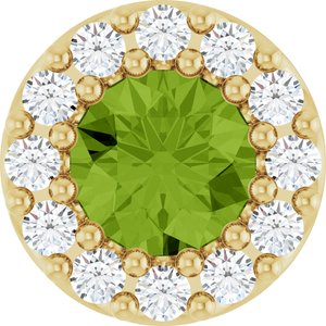 14K Yellow Gold Natural Peridot & .08 CTW Natural Diamond Halo-Style Pendant