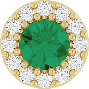 14K Yellow Natural Emerald & .08 CTW Natural Diamond Halo-Style Pendant