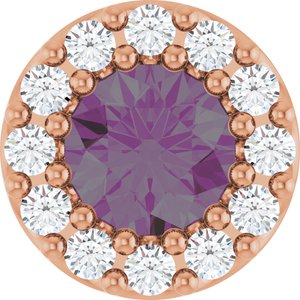 14K Rose Lab-Grown Alexandrite & .08 CTW Natural Diamond Halo-Style Pendant