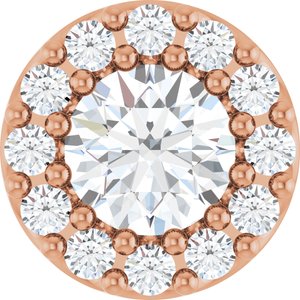 14K Rose Natural White Sapphire & .08 CTW Natural Diamond Halo-Style Pendant