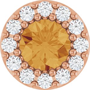 14K Rose Natural Citrine & .08 CTW Natural Diamond Halo-Style Pendant