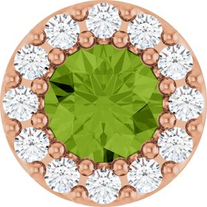 14K Rose Natural Peridot & .08 CTW Natural Diamond Halo-Style Pendant