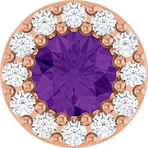 14K Rose Gold Natural Amethyst & .08 CTW Natural Diamond Halo-Style Pendant