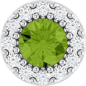 Sterling Silver Natural Peridot & .08 CTW Natural Diamond Halo-Style Pendant