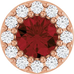 14K Rose Natural Mozambique Garnet & .08 CTW Natural Diamond Halo-Style Pendant