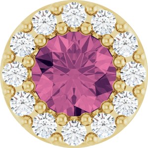 14K Yellow Gold Natural Pink Tourmaline & .08 CTW Natural Diamond Halo-Style Pendant
