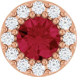 14K Rose Gold Lab-Grown Ruby & .08 CTW Natural Diamond Halo-Style Pendant
