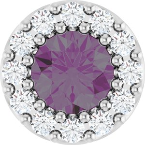 Sterling Silver Natural Alexandrite & .08 CTW Natural Diamond Halo-Style Pendant