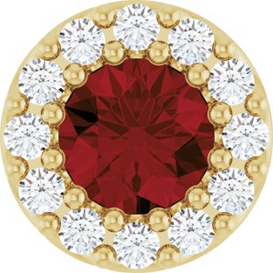 14K Yellow Gold Natural Mozambique Garnet & .08 CTW Natural Diamond Halo-Style Pendant