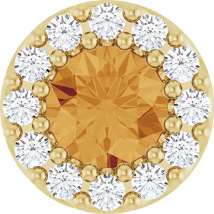 14K Yellow Natural Citrine & .08 CTW Natural Diamond Halo-Style Pendant